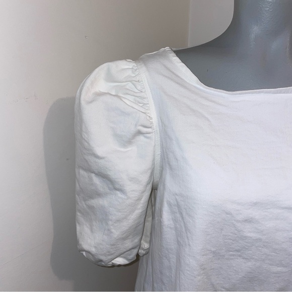 Labelrail Dress mini puff sleeve white cotton denim size 10 - Picture 2 of 8